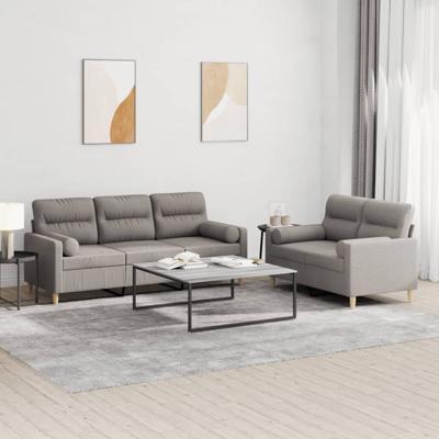 2-delige Loungeset met kussens stof taupe