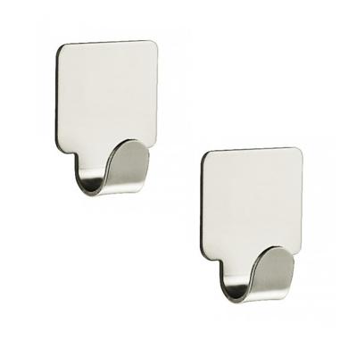 Handdoekhaken plakhaken vierkant - 5x - nikkel mat - handdoek/theedoek - 1,7 x 4 cm