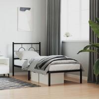Bedframe met hoofdbord metaal zwart 80x200 cm