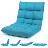 Vloerstoel Verstelbaar Vloerstoel Gestoffeerd Vloerkussen met Rugleuning Meditatiestoel Vensterstoel (Turquoise)