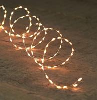 Batterijverlichting LED zilver draad 66 LED / 1 meter warm wit - Annas collection