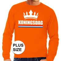 Oranje Koningsdag kroon grote maten sweater / trui heren