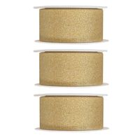 3x Hobby/decoratie gouden sierlinten met glitters 3 cm/30 mm x 5 meter