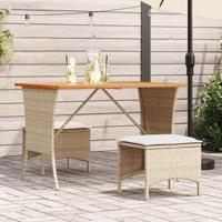 Tuintafel met acaciahouten blad 105x75x72 cm poly rattan beige