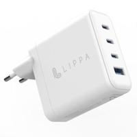 Lippa 100W PD & QC GaN Wandoplader - 3x USB-C, USB-A - Wit - thumbnail