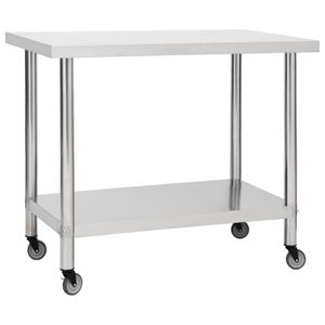 VidaXL Keukenwerktafel met wielen 80x60x85 cm roestvrij staal