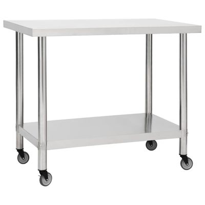 VidaXL Keukenwerktafel met wielen 80x60x85 cm roestvrij staal
