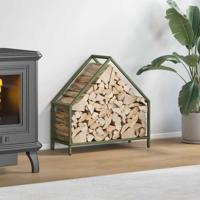 VidaXL Brandhoutrek 60x25x60 cm koudgewalst staal olijfgroen