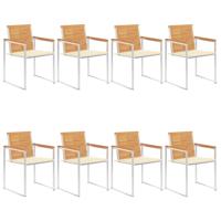 Tuinstoelen 8 st met kussens massief teakhout
