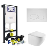 Toiletset Plieger Frame By Geberit met Mudo randloos Toilet Mat Wit en Softclose Zitting