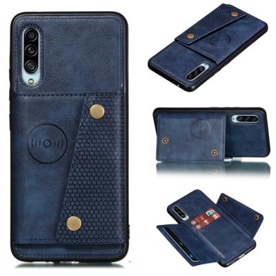 Voor Galaxy A90 5G schokbestendige magnetische PU + TPU beschermhoes met kaartsleuven (blauw)