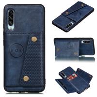Voor Galaxy A90 5G schokbestendige magnetische PU + TPU beschermhoes met kaartsleuven (blauw)
