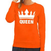 Oranje Koningsdag sweater - trui - met Queen print - dames - fan kleding - lange mouwen