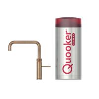 Quooker Fusion Square kokendwaterkraan - draaibare uitloop - Combi+ reservoir - Warm / kokend water - Messing Patina (Goud) 22+FSPTN