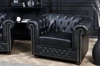 Design fauteuil CHESTERFIELD 110cm matzwart knoopstiksel veerkern - 41448 - thumbnail