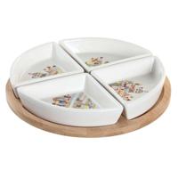 Set voor voorgerechtjes DKD Home Decor 21,5 x 21,5 x 1 cm Natuurlijk Rood Multicolour Keramiek Cottage Huizen