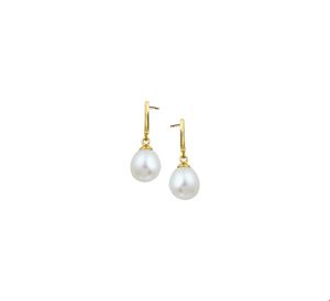 TFT Stekercreolen Parel 12 X 8,5 Mm Geelgoud Glanzend