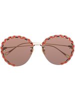 Chloé Eyewear lunettes de soleil rondes à détail de coutures - Orange - thumbnail