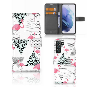 Samsung Galaxy S22 Plus Telefoonhoesje met Pasjes Flamingo Triangle