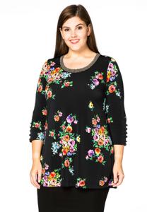 Yoek Tuniek flare ROSA | Zwart | Maat 46/48