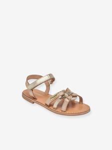 Leren kindersandalen Badalia LES TROPEZIENNES® PAR M. BELARBI goudbeige