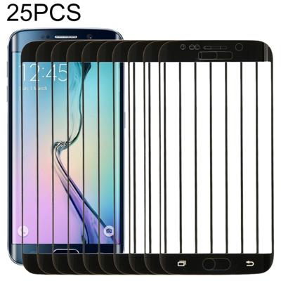 25 stuks voor Galaxy S6 Edge 0.3 mm 9H oppervlaktehardheid 3D explosieveilige gecoloriseerde galvaniseren gehard glas schermvullende film (zwart)
