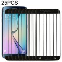 25 stuks voor Galaxy S6 Edge 0.3 mm 9H oppervlaktehardheid 3D explosieveilige gecoloriseerde galvaniseren gehard glas schermvullende film (zwart)