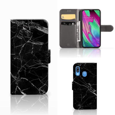 Samsung Galaxy A40 | Bookcase | Marmer Zwart - Origineel Cadeau Vader