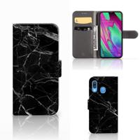 Samsung Galaxy A40 | Bookcase | Marmer Zwart - Origineel Cadeau Vader