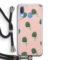 Cactusprint roze: Samsung Galaxy A40 Transparant Hoesje met koord