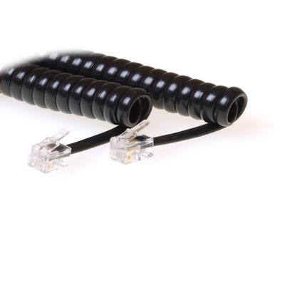 ACT TD7203 Telefoon Krulsnoer | RJ10 connectoren | Zwart | 1,5 meter