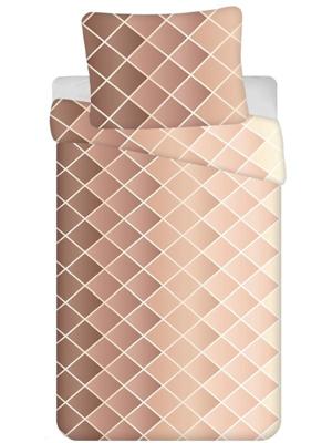 Ruiten dekbedovertrek beige - 140 x 200 cm - microflanel Ruiten dekbedovertrek beige - 140 x 200 cm - microflanel