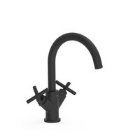 Wastafelkraan Tres Mont Blanc | Opbouw | Mengkraan | Standaard model | 2-knops | Rond | Zwart mat