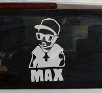 Baby aan boord sticker Rapper baby met fopspeen en naam Baby aan boord sticker Rapper baby met fopspeen en naam