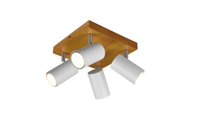 Trio 4-lichts opbouwspotMarley wit op hout - 812400431