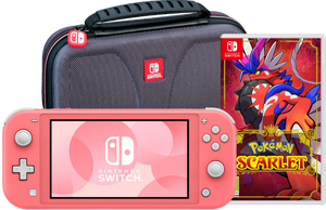 Nintendo Switch Lite Koraal + Pokémon Scarlet + Bigben Beschermtas