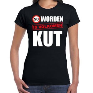 Verjaardag cadeau t-shirt 50 jaar / Sarah - vijftig worden is volkomen kut zwart voor dames