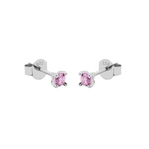 Karma Oorbellen Round Pink Zirconia 2 mm Zilver