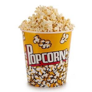 Popcorn bak - geel print - kunststof - D18 cm - 3 liter - herbruikbaar