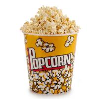 Popcorn bak - geel print - kunststof - D18 cm - 3 liter - herbruikbaar