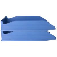 Kantoor Brievenbakjes - 2x - A4 formaat - kunststof - Blauw - Stapelbaar - Documenten bakjes Kantoor Brievenbakjes - 2x - A4 formaat - kunststof - Blauw - Stapelbaar - Documenten bakjes