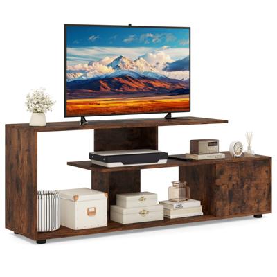 TV-Standaard voor TV's tot 55" 3-Laags Asymmetrische Media-Eenheid Planken Kast 5 Poten Entertainmentcentrum voor Woonkamer Slaapkamer