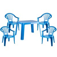 Kunststof kindertuinset tafel met 4 stoelen blauw - Kinderstoelen - thumbnail