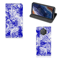 Mobiel BookCase Nokia 9 PureView Angel Skull Blauw