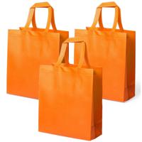 Draagtas/schoudertas/boodschappentas met hengsels - 10x stuks - oranje - 35 x 40 x 15 cm - polyester