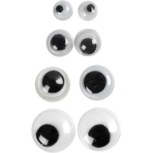 40x Wiebel oogjes/googly eyes 4-6-8-10 mm   -