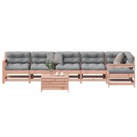 7-delige Loungeset met kussens massief douglashout
