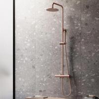Regendouche set SaniClear Copper | Opbouw | 20 cm | Thermostaatkraan | 2-weg | Rond | Koper geborsteld