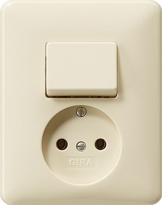 Gira stopcontact met schakelaar inbouw creme glanzend 047601
