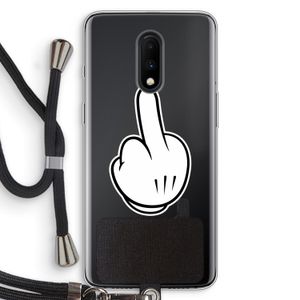 Middle finger white: OnePlus 7 Transparant Hoesje met koord